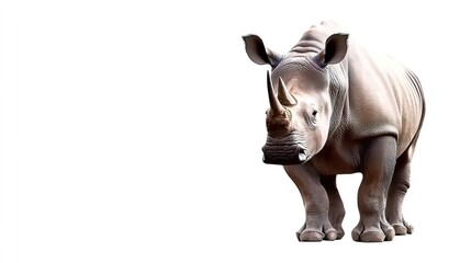 Fototapeta premium Realistic depiction of a rhinoceros against a white background