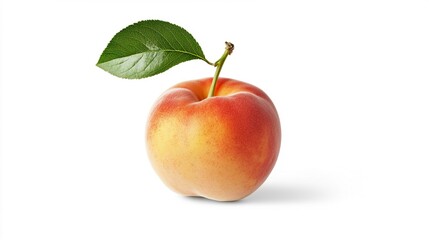 Fresh and Juicy Apple with Leaf Isolated on White Background