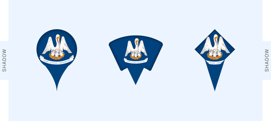 Louisiana Map Markers Set. Perfect for projects related to Louisiana, travel, geography, and international representation.