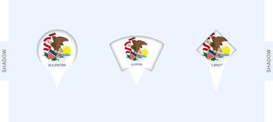 Illinois Map Markers Set. Perfect for projects related to Illinois, travel, geography, and international representation.