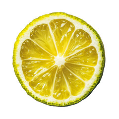 Freshly sliced bergamot fruit on a plain transparent background showcasing its vibrant yellow interior for culinary uses, slice bergamot on transparent background