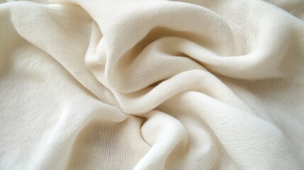Obraz premium White fabric texture close-up with soft folds and creases suitable for backgrounds Copy Space