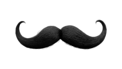 black mustache in handlebar imperial style, isolated on transparent png background