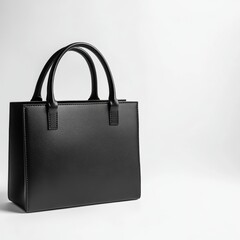 Sleek Black Handbag on Pristine White Background for Fashion Display