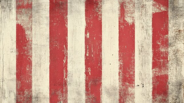 Fototapeta Weathered vintage red and white striped grunge background with copy space for text or design elements