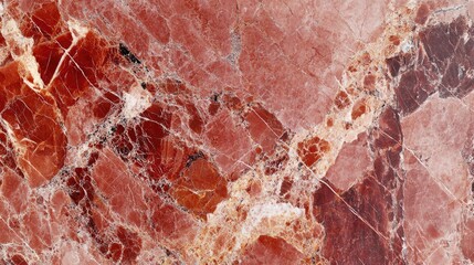 Fototapeta premium Red marble texture background with intricate veining and natural patterns showcasing its unique geological features and color variations Copy Space