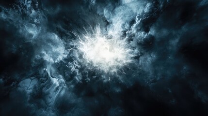 Fototapeta premium Dramatic dark storm clouds with a bright central light source and swirling patterns Copy Space