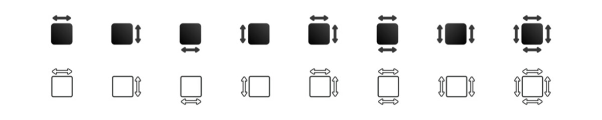 Illustration square size. Length cube sign. Corner square. Simple size square icon in vector design style