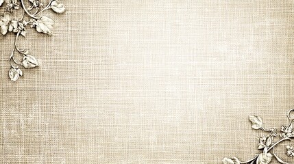 Elegant Floral Design on Linen Textured Background