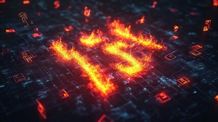 Obraz premium A conceptual financial heatmap blending vivid fiery hues of red