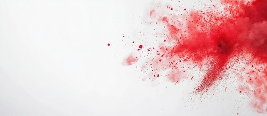Fototapeta premium Red powder explosion on white background with copy space for text or graphics