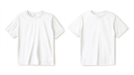 Two White T-Shirts on Light Background for Mockup Display