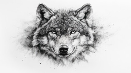 Fototapeta premium Monochrome wolf head portrait with artistic, smoky effect.