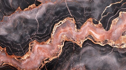 Abstract black and pink marble texture with gold veins and patterns ideal for backgrounds and design elements Copy Space