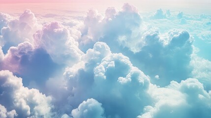 Colorful pastel clouds in a blue sky with soft lighting and ample copy space for text or graphics.