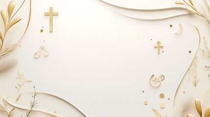 Elegant Gold Crosses and Floral Design on White