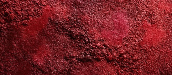 Textured red powder surface background with rich variations in color and tone, ideal for abstract designs, Copy Space available.