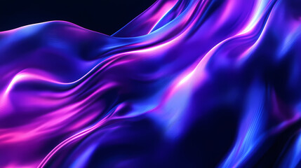 Fototapeta premium Blue and purple abstract flowing light wave on black background. Mystic Wave. Illustration