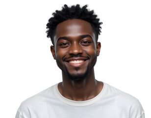 Obraz premium PNG, Portrait of a smiling African guy, isolated on transparent background