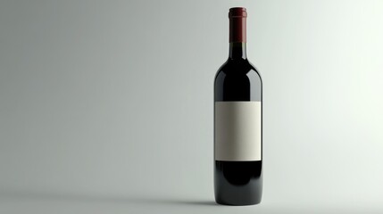 Fototapeta premium Red wine bottle with blank label on light background and copy space for branding or labeling design