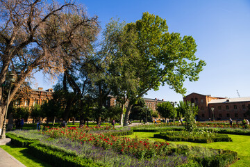 Beautiful park near Saint Etchmiadzin Cathedral, Armenia