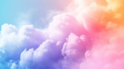 Fototapeta premium Colorful abstract clouds with a gradient of pink, purple, and blue hues in a dreamy sky background with Copy Space for text insertion.