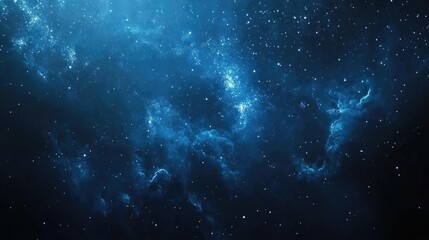 Obraz premium Abstract cosmic background with blue nebula and stars in deep space, ideal for digital art, copy space available for text.