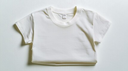 A folded cotton T-shirt arranged symmetrically on a clean white surface, highlighting its soft texture and precise folds