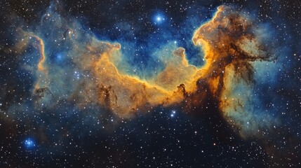 Obraz premium Colorful Nebula with Star Field and Cosmic Elements in Deep Space, Featuring Copy Space for Text Addition