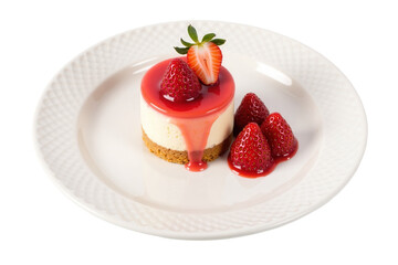 Strawberry cheesecake on the white plate