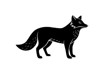 arctic fox black silhouette vector, Simple silhouette Design vector icon with white background. Wild Animal Vector.	