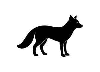 arctic fox black silhouette vector, Simple silhouette Design vector icon with white background. Wild Animal Vector.	