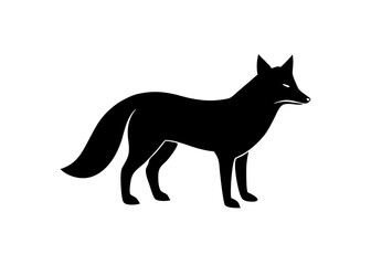 arctic fox black silhouette vector, Simple silhouette Design vector icon with white background. Wild Animal Vector.	