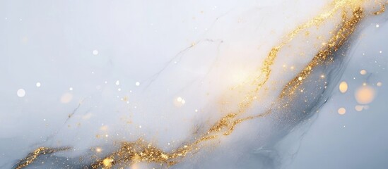 Abstract gold and white background with shimmering light effects and fluid patterns Copy Space