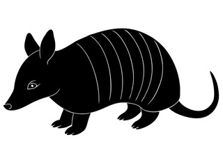 armadillo black silhouette vector, Simple silhouette Design vector icon with white background. Wild Animal Vector.	