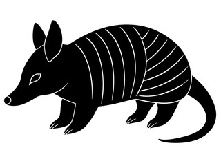 armadillo black silhouette vector, Simple silhouette Design vector icon with white background. Wild Animal Vector.	