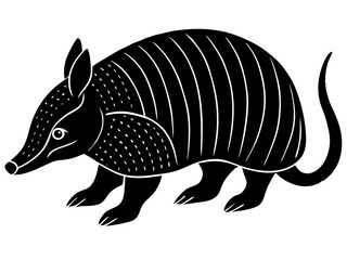 armadillo black silhouette vector, Simple silhouette Design vector icon with white background. Wild Animal Vector.	