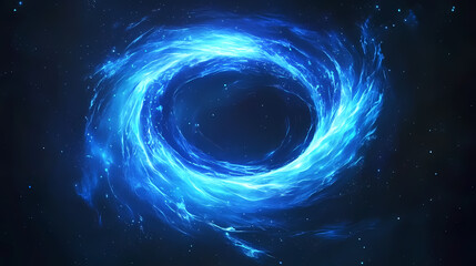 Abstract blue energy vortex with glowing light in dark space. Mystic Wave. Illustration