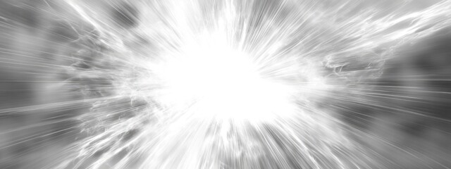 Abstract gray explosion background with light rays emanating from the center and ample copy space for text placement.