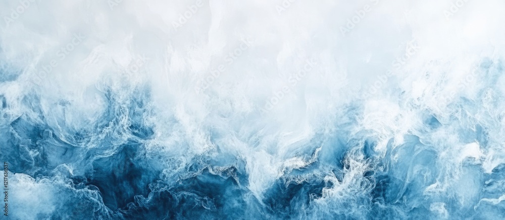 Wall mural abstract ocean waves in varying shades of blue and white with soft texture and copy space for text p
