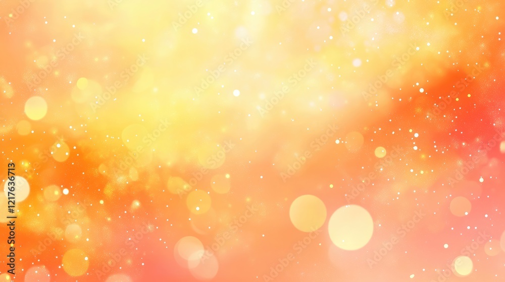 Poster abstract soft gradient background with orange and yellow bokeh lights and copy space for text placem