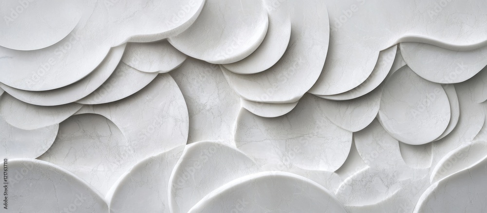 Fototapete Abstract texture of layered white shapes and curves with smooth surfaces ideal for backgrounds or design projects Copy Space
