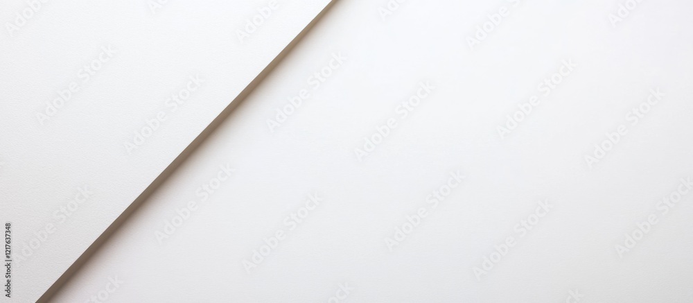 Poster minimalist white backdrop with a subtle diagonal line creating negative space for text placement cop