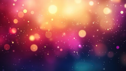 Colorful bokeh abstract background with soft glowing circles in shades of pink, orange, purple, blue and copy space for text.