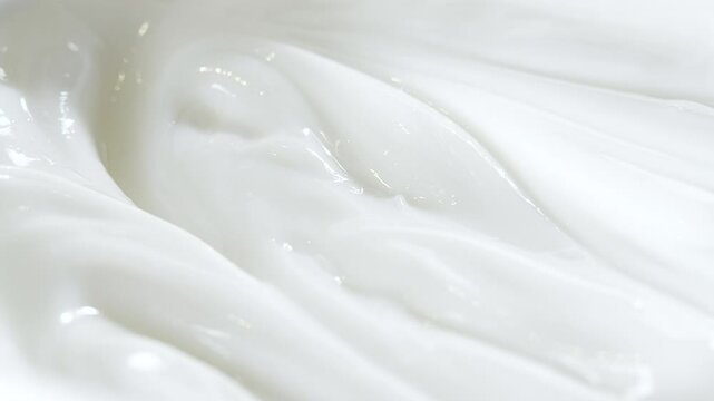 Close Up Shot of Natural Cosmetics Cream with Rotate Effect. Macro White Smooth Facial Cream Texture, Beauty Cosmetics Abstract Background