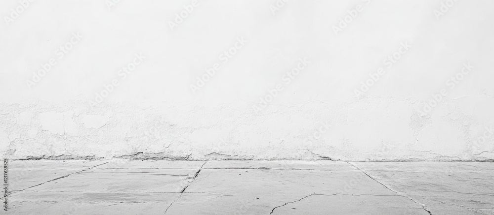 Poster minimalist white background with textured floor and copy space for text usage