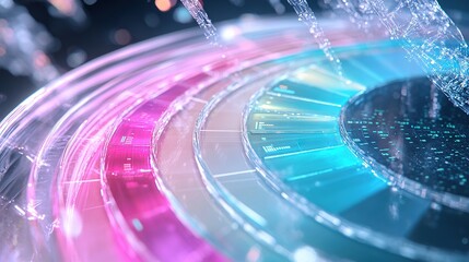 A futuristic radial chart encased in crystal-clear layers