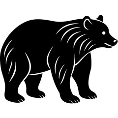 bear black silhouette vector, Simple silhouette Design vector icon with white background. Wild Animal Vector.	