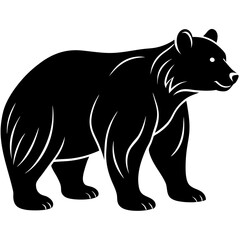 bear black silhouette vector, Simple silhouette Design vector icon with white background. Wild Animal Vector.	