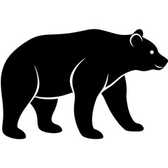 bear black silhouette vector, Simple silhouette Design vector icon with white background. Wild Animal Vector.	